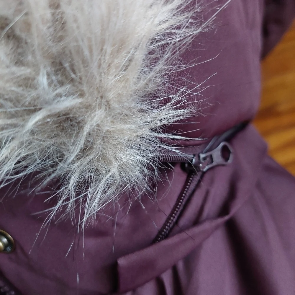 NWT Lauren RALPH Lauren PARKA Jacket Faux Fur Cranberry ( Not Purple)  Bag B